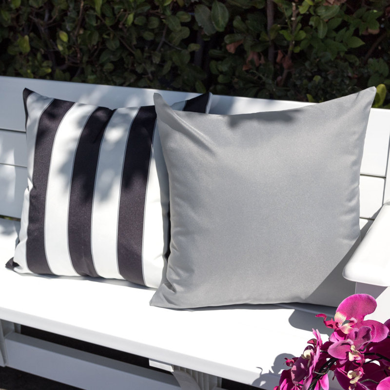 Rosemary Outdoor Throw Pillow, Light Gray, 20" x 20"