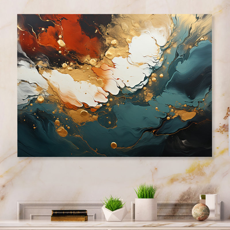 Orange et vagues ondulées oranges et mélodie I - art mural abstrait en métal MT137176, H 30 po x l 40 po x P 1,5 po