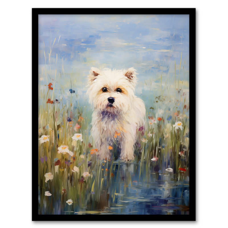 West Highland Terrier Claude Monet Style Dog Portrait 1 Piece Single Picture Frame Wall Art