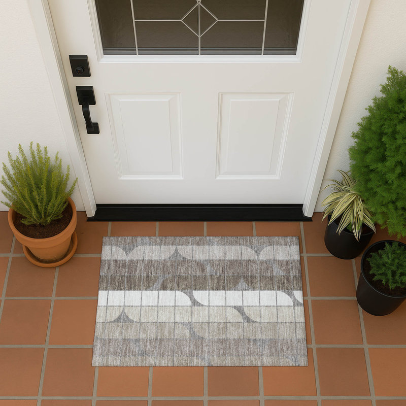Machine Washable Indoor/Outdoor Lockway ACN2418 Mid-Century Modern Rug, Rectangle 1'8" x 2'6"