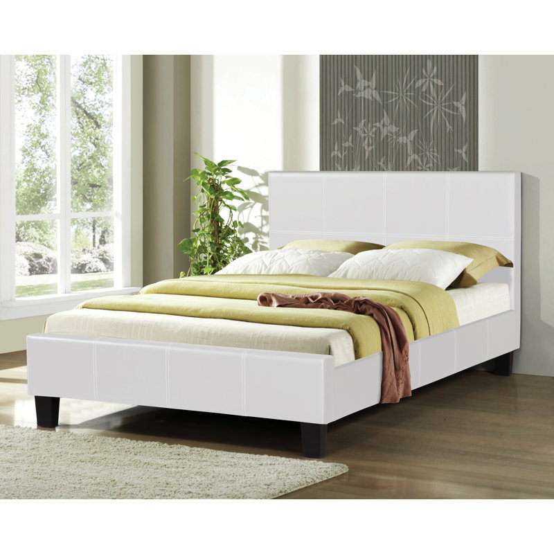Lit plateforme tapissier Camacho, Blanc, Très grand