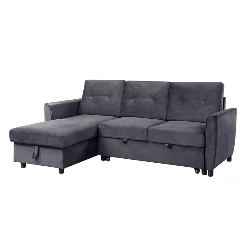 Canapé-lit modulaire réversible en velours de 83 po avec méridienne Humberto