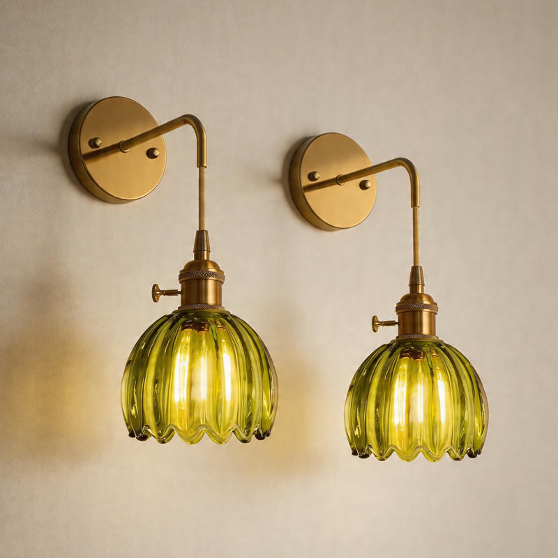 5.1''(W) Adjustable Armed wall sconces with Tulip Glass Shade