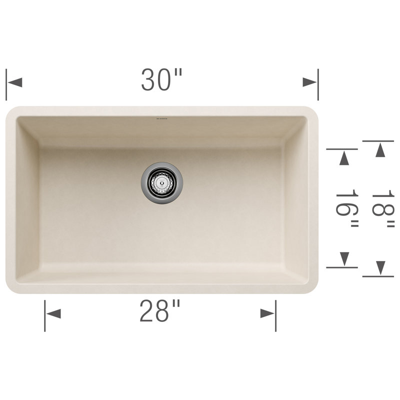 Precis SILGRANIT 30" L X 18" W Undermount Kitchen Sink, Soft White