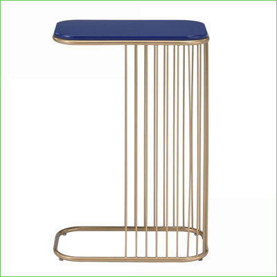 Blue and Gold Modern Coffee Table with Metal Base - Space-Saving Multi-Use for Living Room