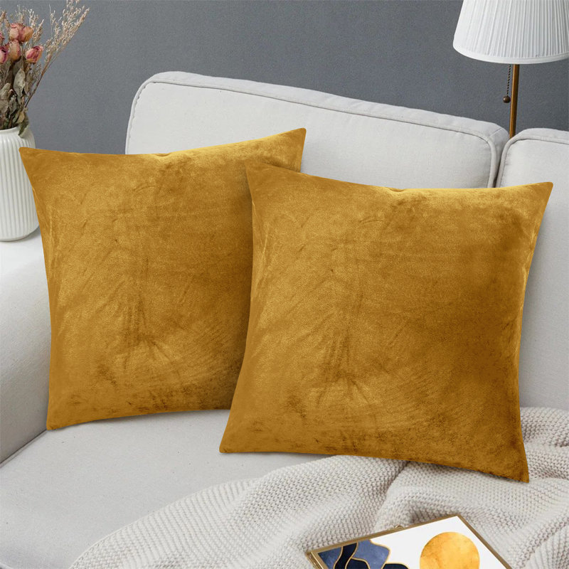 Heavy Crushed Velvet Cushion Cover, Yellow
