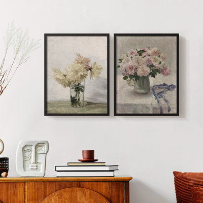 Vintage Floral II - estampe numérique encadrée - ensemble de 2