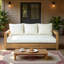Lit de jour de patio en bois d'acacia l 67,5 po avec coussins-1187269061