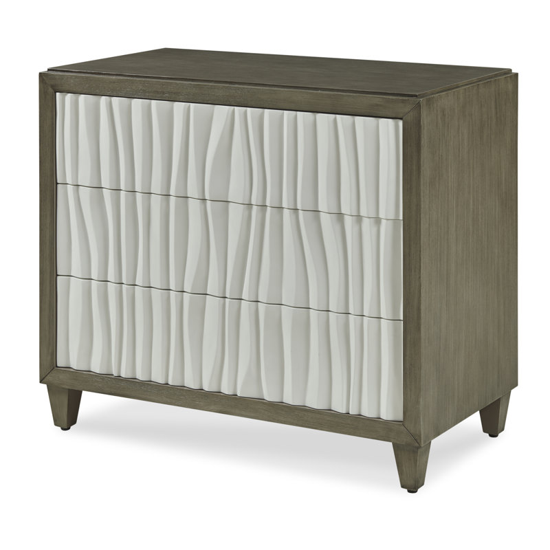 Russo 3 - Drawer Solid Wood Dresser, Greige/White/Gray