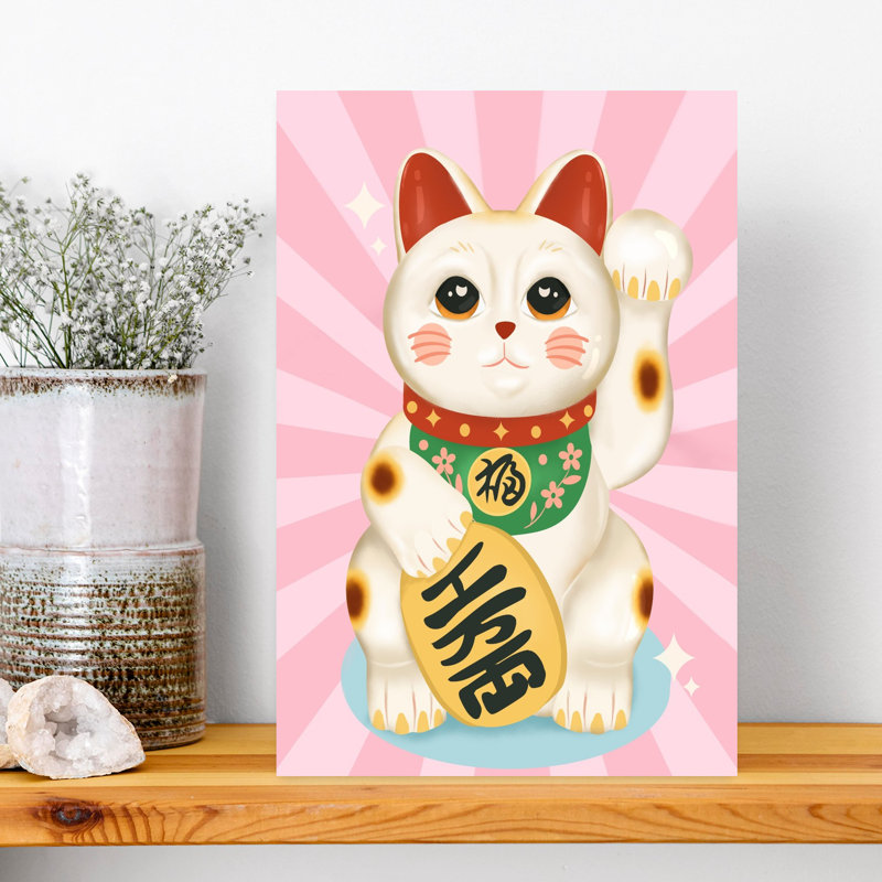 Art mural Maneki Neko, H 18 po x l 12 po