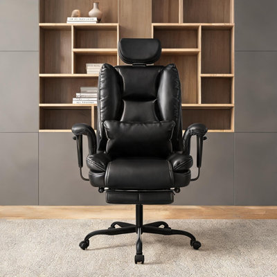 Fauteuil de direction en similicuir Workplace Executive avec rembourrage en mousse à mémoire de forme, appui-tête réglable et structure en acier