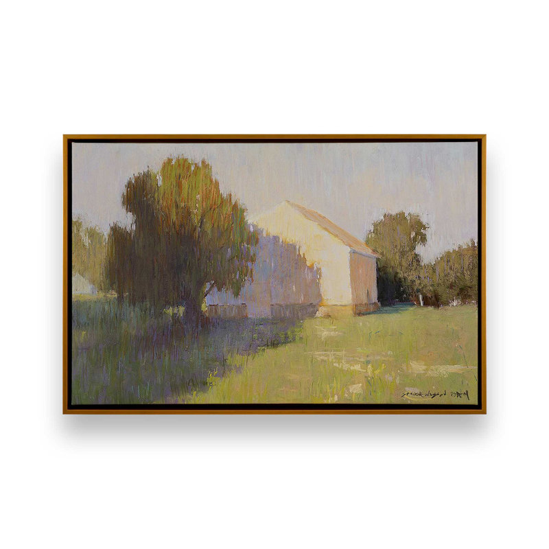 «Dawn's Rustic Charm on Canvas» par Carol Strock Wasson, reproduction, Cadre flottant or poli, H 22 po x l 32 po x P 1,75 po