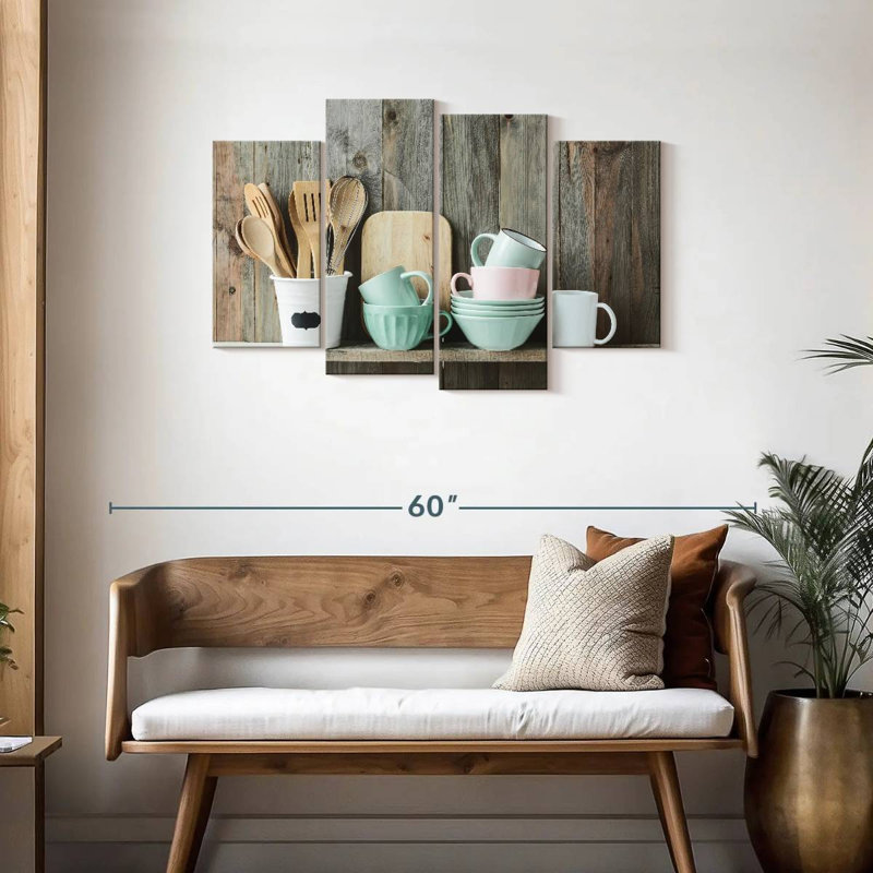 Kitchen Wall Art Multi Piece Canvas Print, H 27 po x l 43 po x P 1,25 po