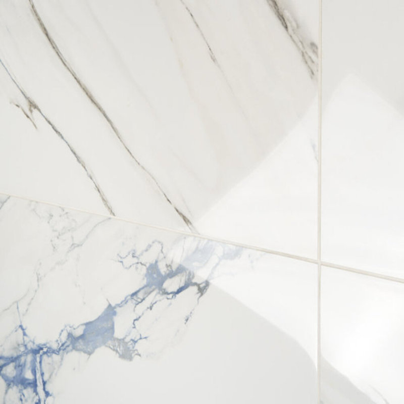 Calacatta Azur 24X24 Matte Porcelain Tile, Blue/White