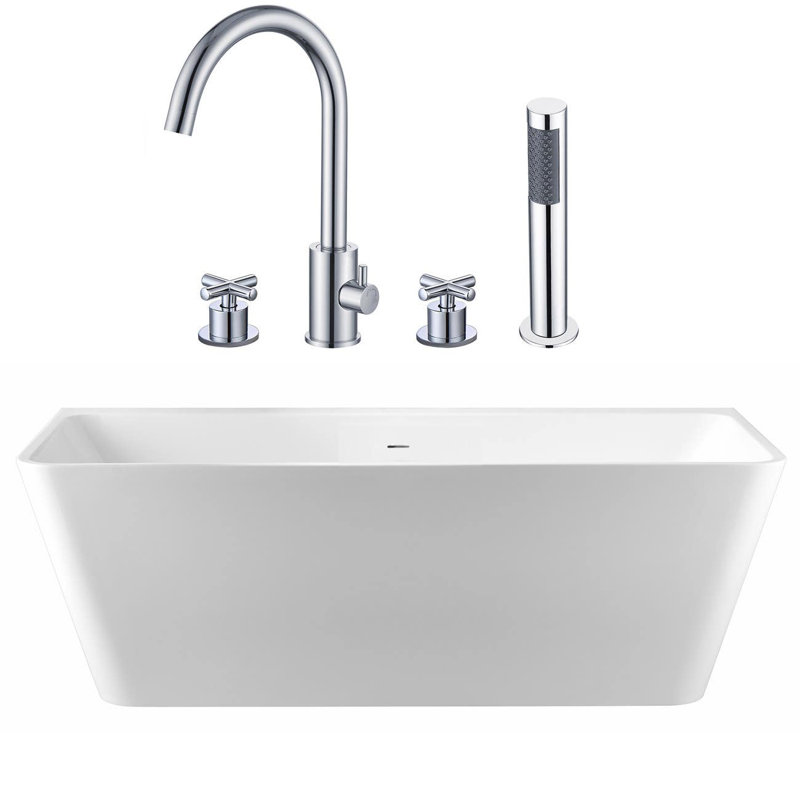 Baignoire de trempage autoportante avec robinet 67 po. X 30 po. Axton