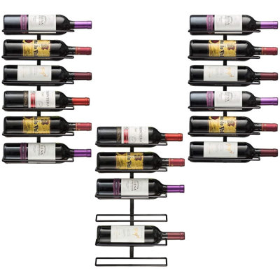Sorbus Wall Mount Metal Wine Rack - Set of 3, 18 Level Wine Rack Wall Mounted for Wine Bottles 3 Pack
