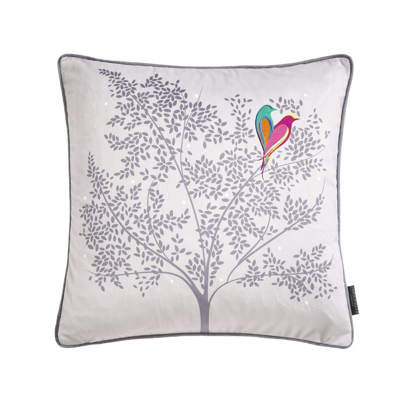 Love Birds Grey 50X50Cm Feather Cushion