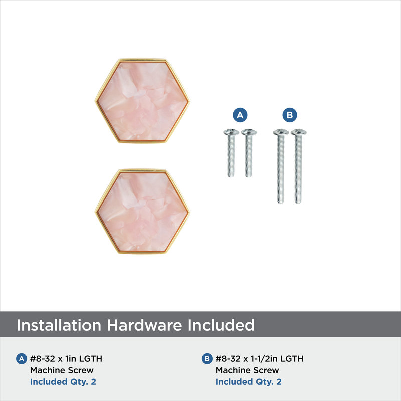 Gold and Pink Hexagon Geometric Cabinet Knob Set