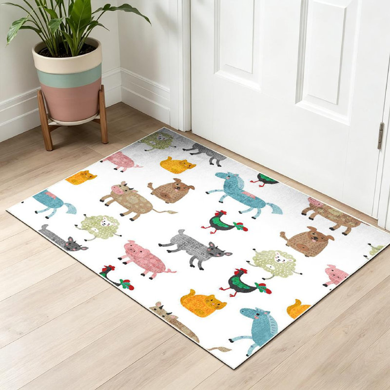 Tapis d'intérieur blanc lavable en machine, Rectangle 32 po x 47 po