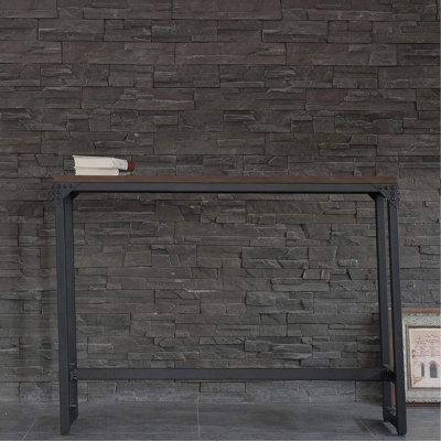 Table de bar Minimalist American Design pour les cocktails, allongée pour s'adapter au mur, économisant de l'espace dans divers espaces de vie, pieds en bois dur et en métal durables, H 35,8 po x l 55,1 po x P 11,8 po, assemblage