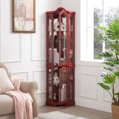 Vitrine lumineuse vitrée avec portes et tablettes en verre trempé