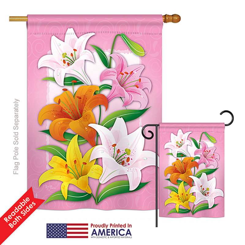 Ensemble de 2 drapeaux en polyester 2 faces Lunnelle Lilies Spring Floral Impressions