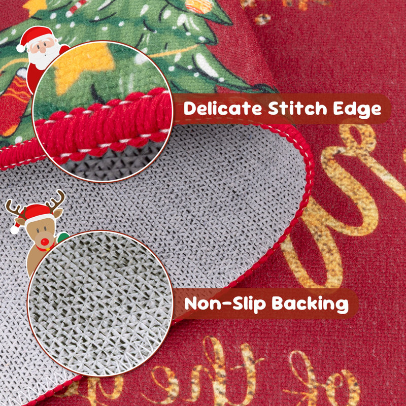 Christmas Tree Kitchen Mat Runner Rug (Set Of 3)