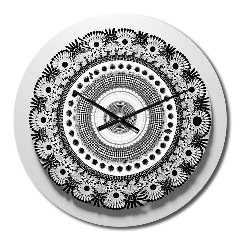 Horloge murale sacrée en métal noir et blanc, Moyenne