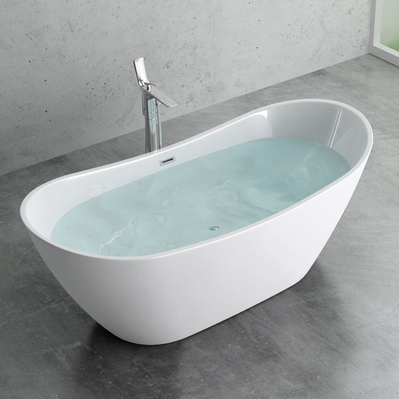 Baignoire de trempage autoportante en acrylique 59 po. X 30,7 po., Blanc
