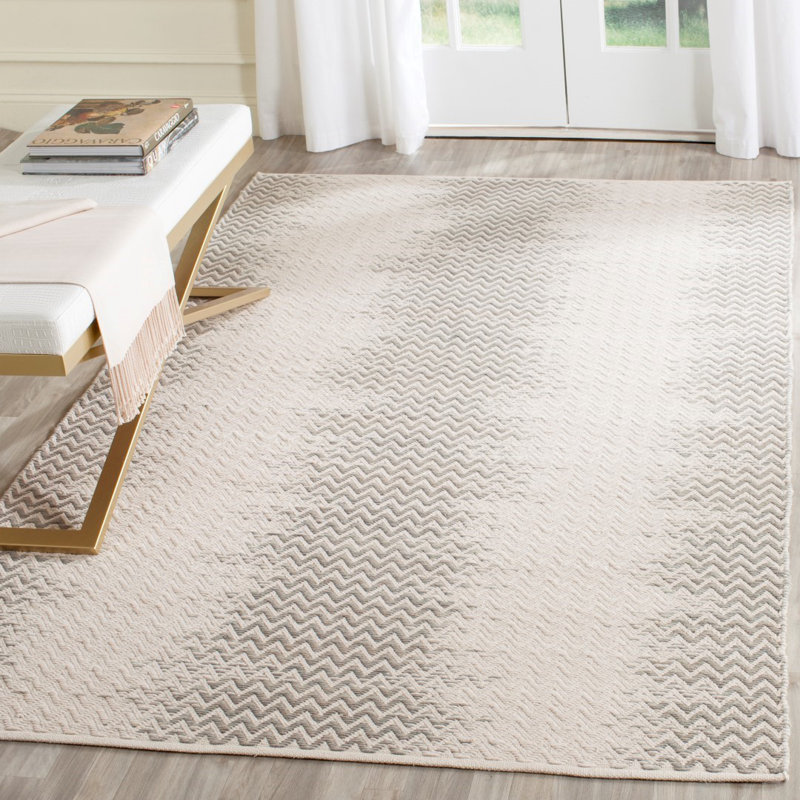 Gering Hand Woven Cotton Chevron Rug, Rectangle 8' x 10'