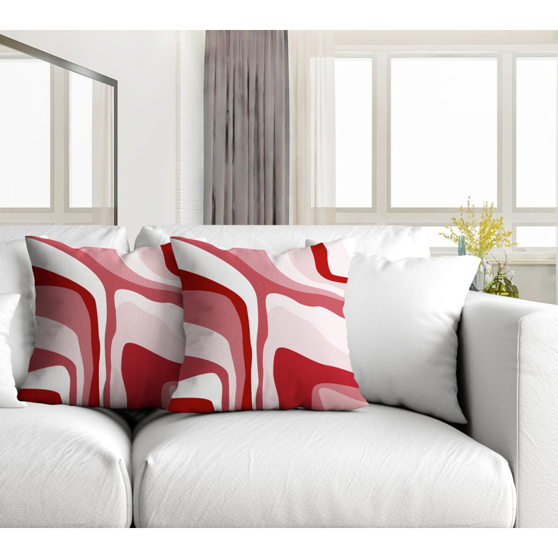 Coussin décoratif carré intérieur / extérieur Clickett, L 17 po x H 17 po, Rouge