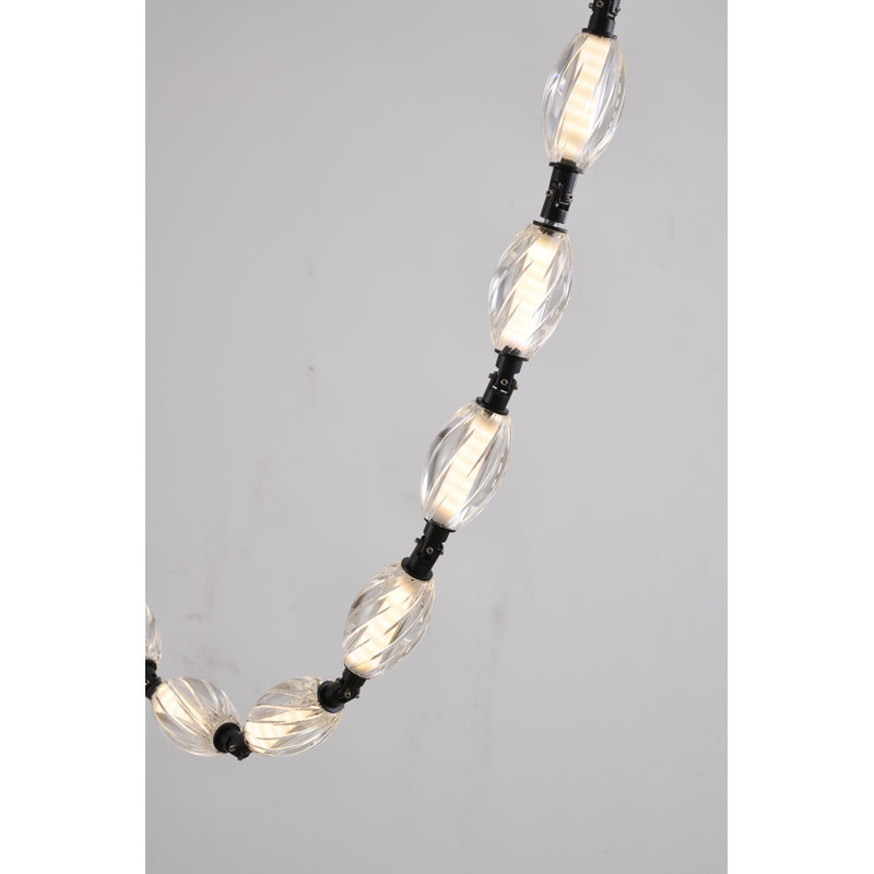 Lustre moderne 22 lumières DEL, Noir satiné