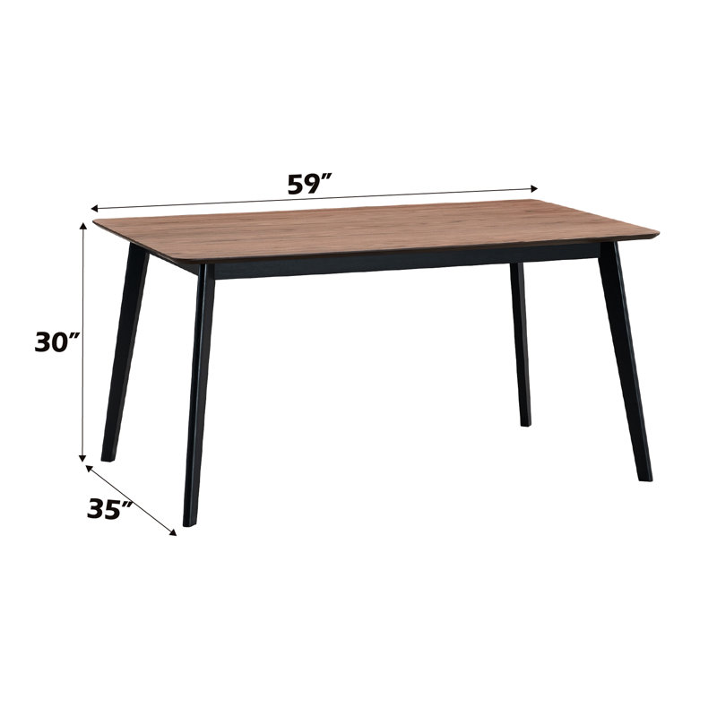 Table de salle à manger rectangulaire en noyer et noir - d'une épaisseur de 19 mm, d'une capacité de poids de 100 lb, d'un plancher de 26 po, d'une finition H 30 po x l 59 po et d'une hauteur de P 35 po pour plateau en bois épais, haut, large, profond