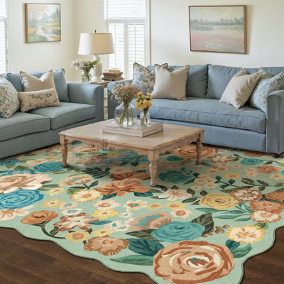 Johy Modern Floral Machine Washable Area Rug with Non-Slip Backing