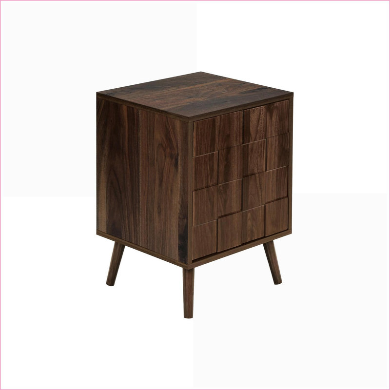 Table basse Mid-Century en stratifié noyer, 23 po de hauteur, peu encombrante avec rangement, facile à nettoyer pour les petits espaces