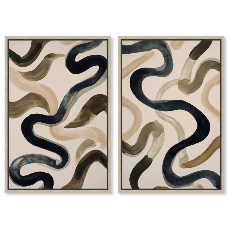 «Soft Rhythms Duo», ensemble d'art mural sur toile encadré par Art Remedy, cadre en chêne naturel, 10 x 15, H 16 po x l 11 po