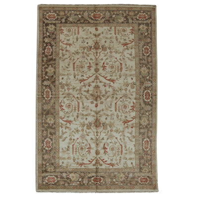 Tapis crème et noyer de haute qualité noué à la main