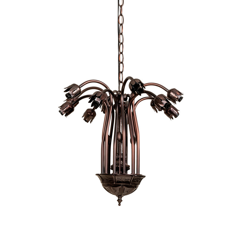 Tiffany 12 - Light Chandelier, Pink/Blue