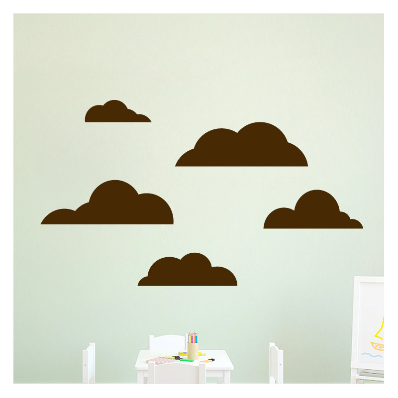 Ensemble de 5 décalcomanies murales cloud, Brun