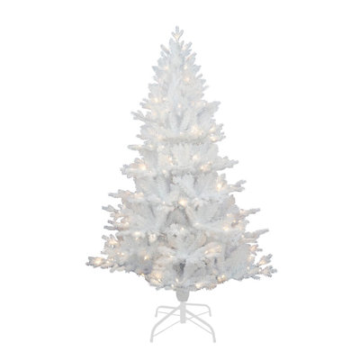 Arbre de Noël artificiel pin blanc 5 pi avec 200 lumières DEL