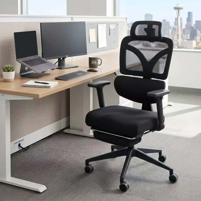 Ergonomic Office Desk Chair With 3D Headrest, 4D Lumbar Support, Adjustable Armrests, Zero Gravity 145° Tilt, Computer Gaming Chair With Footrest, Breathable Mesh Back & Wedge Seat For Home Office Gaming