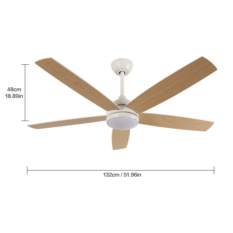 Modern Wooden LED Ceiling Fan Light With Remote, Natural Wood