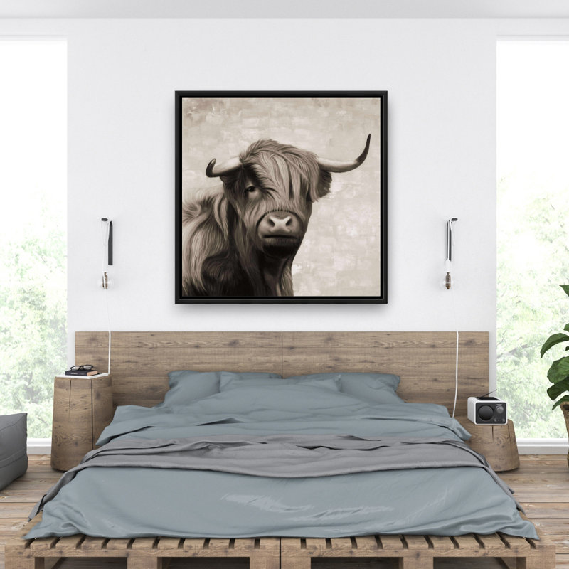 "Highland Cattal sépia" sur toile