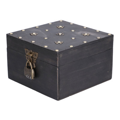 Boîte de rangement d'accessoires au trésor avec verrou à mot de passe rétro en bois pour le salon