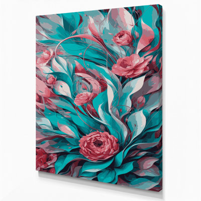 «Abstract Florals 37», art mural sur toile verte