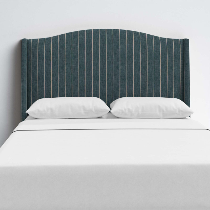 Vasiliy Upholstered Headboard, California King, Cotton Blend Striped Blue