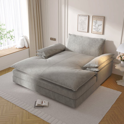 Modern Oversized Double Chaise Lounge Chair, Deep Seat Upholstered Reading Chair With Detachable Design, Chenille Lazy Sofa W/ Large Pillows & Wide Armrests, Suitable For Apartments