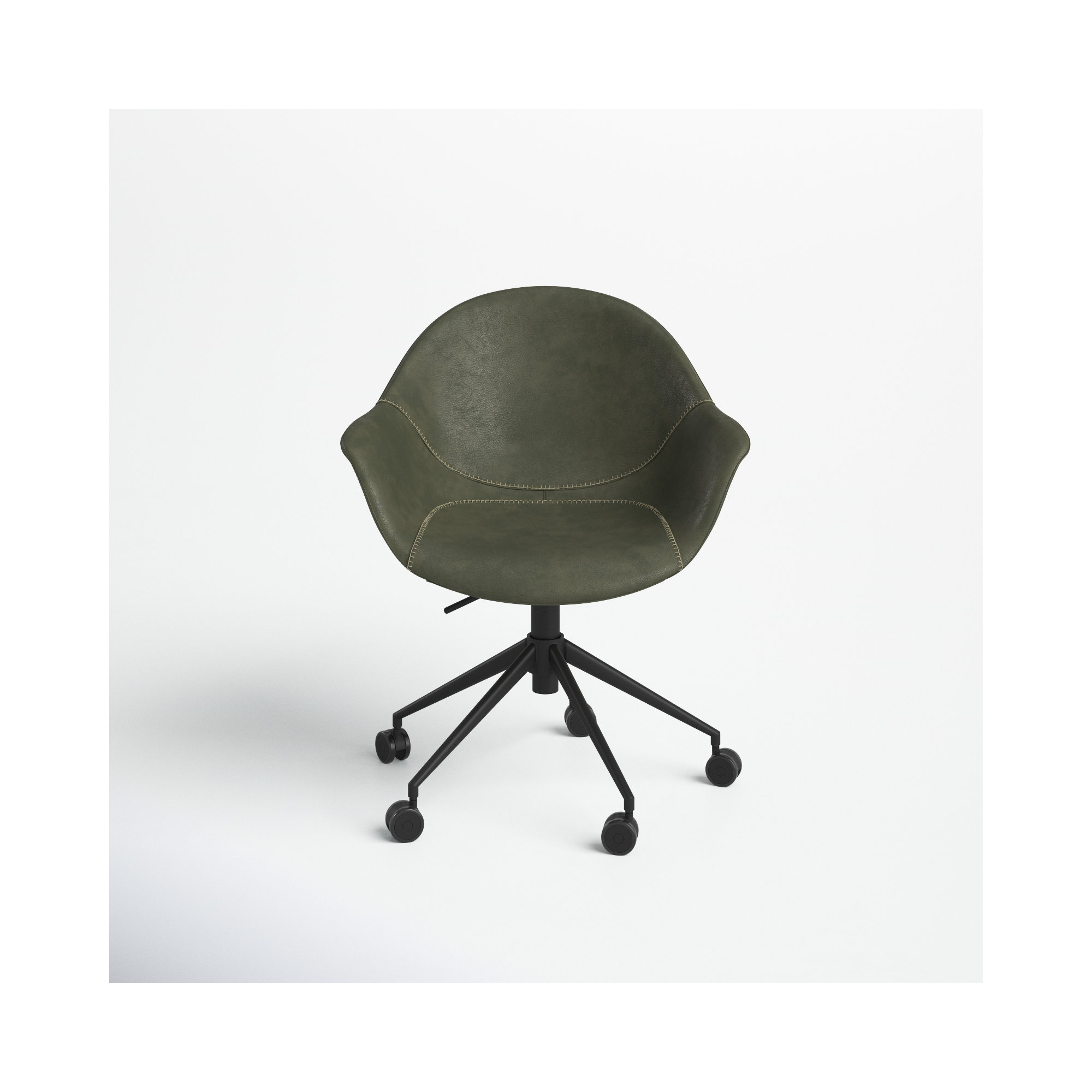 Kealey Swivel Office Chair, Green Faux Leather