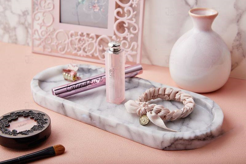 Genuine Marble Decorative Tray, White Matte
