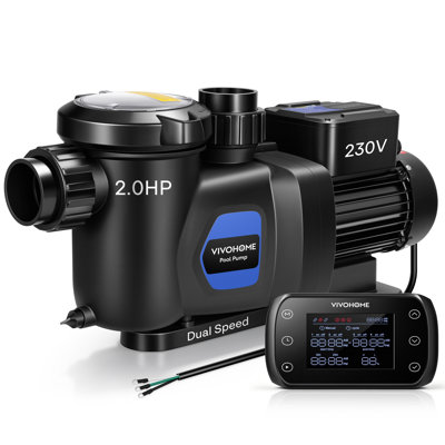 2.0HP Dual Speed Pool Pump with Wireless Remote Control for In/Above Ground Pools